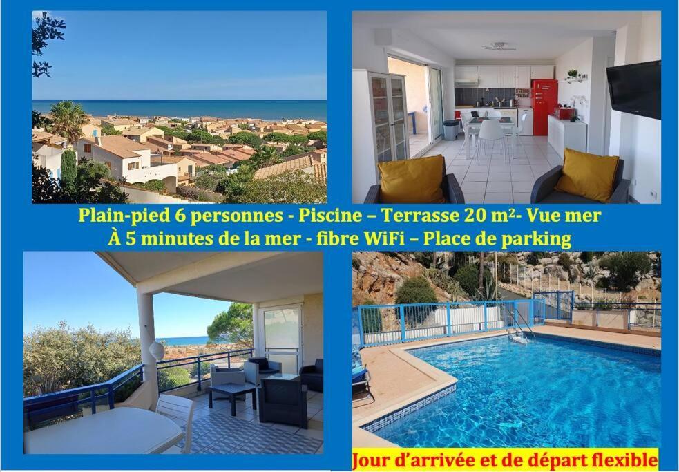 Plain-Pied, Terrasse, Piscine, Pleine Vue Mer, Plage A 6' A Pied, Parking, Wifi Fleury  Esterno foto
